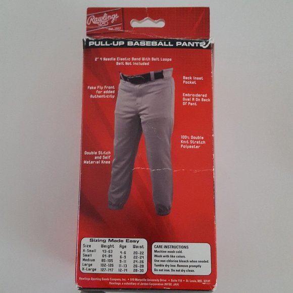 Rawlings Pull-Up Baseball Pants-Youth Small **PRE-OWNED- READ** - Picture 3 of 14